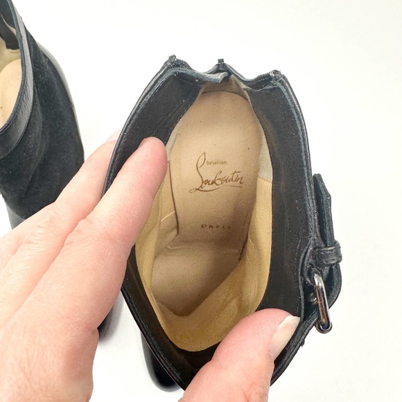 Christian Louboutin Canassone 100mm Black Ankle Booties Shoes EU 37 US 7 - Picture 12 of 12